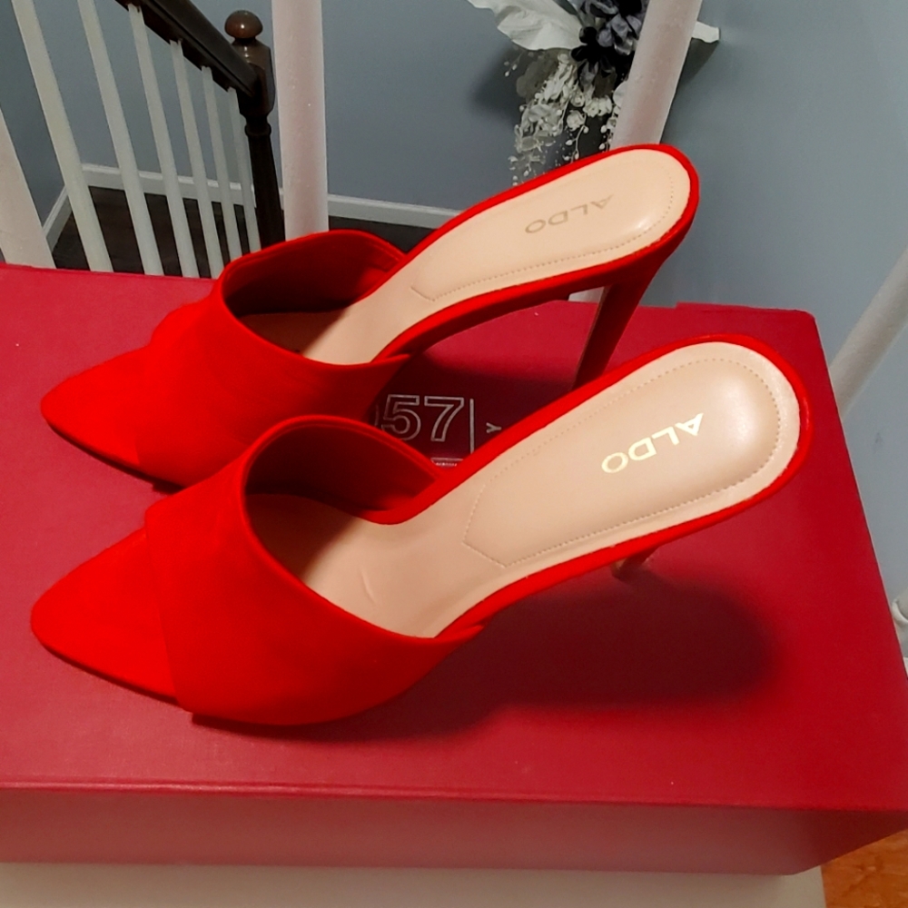Red suede sandal